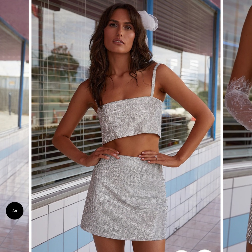 Shira Silver Rhinestone Mini Skirt - 12th Tribe